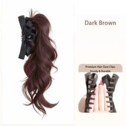 Synthetic Fiber Long Wavy Ponytail Hairpiece Clip In Hair Extension with Bow Easy Wear Volume Hairpiece Natural Look