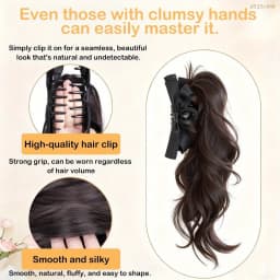 Synthetic Fiber Long Wavy Ponytail Hairpiece Clip In Hair Extension with Bow Easy Wear Volume Hairpiece Natural Look