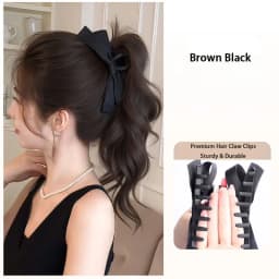 Synthetic Fiber Long Wavy Ponytail Hairpiece Clip In Hair Extension with Bow Easy Wear Volume Hairpiece Natural Look