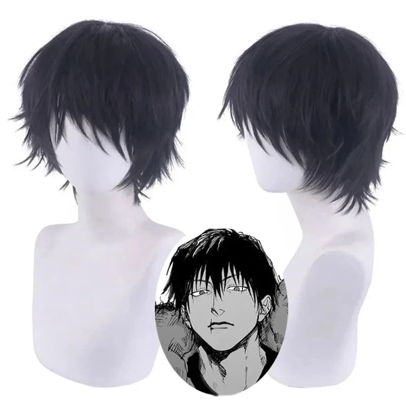 Synthetic Wig Anime Jujutsu Kaisen Toji Fushiguro Cosplay Wig Short Black Heat Resistant Hair Wigs