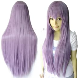 Synthetic Hair Purple Straight Long Wig Anime Cosplay Kagami Hiiragi Halloween Costume Hair Mizore Shirayuki Wigs with Bangs