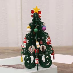 2025 Christmas Tree Children's Handmade DIY Stereo Wooden Christmas Tree Scene Layout Decorations Ornaments (Pendant randomly)