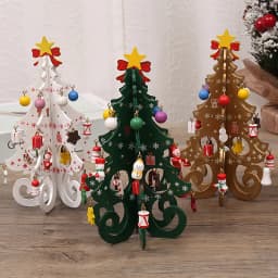 2025 Christmas Tree Children's Handmade DIY Stereo Wooden Christmas Tree Scene Layout Decorations Ornaments (Pendant randomly)