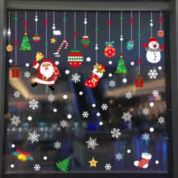 Christmas Window Stickers Ornaments Merry Christmas Decorations 2023 for Home Wall Sticker Decals New Year Decor Noel Stickers