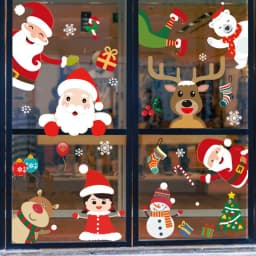 Christmas Window Stickers Ornaments Merry Christmas Decorations 2023 for Home Wall Sticker Decals New Year Decor Noel Stickers