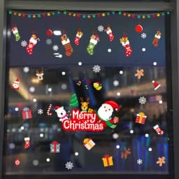 Christmas Window Stickers Ornaments Merry Christmas Decorations 2023 for Home Wall Sticker Decals New Year Decor Noel Stickers