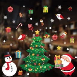Christmas Window Stickers Ornaments Merry Christmas Decorations 2023 for Home Wall Sticker Decals New Year Decor Noel Stickers