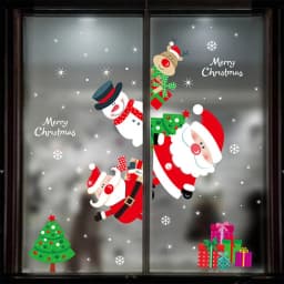 Christmas Window Stickers Ornaments Merry Christmas Decorations 2023 for Home Wall Sticker Decals New Year Decor Noel Stickers