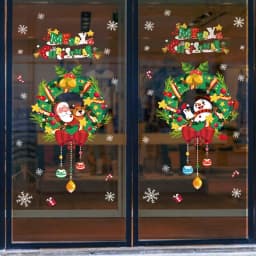 Christmas Window Stickers Ornaments Merry Christmas Decorations 2023 for Home Wall Sticker Decals New Year Decor Noel Stickers