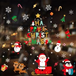 Christmas Window Stickers Ornaments Merry Christmas Decorations 2023 for Home Wall Sticker Decals New Year Decor Noel Stickers