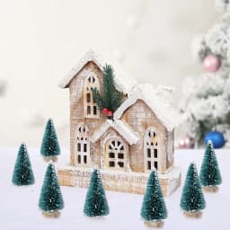 30PCS Mini Decorative Christmas Tree DIY Mini Artificial Christmas Tree Santa Claus Snow Home Decor Desktop Decoration
