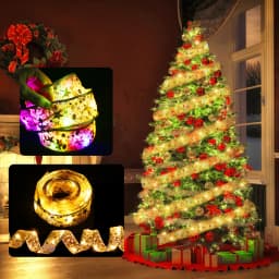 Christmas Ribbon Fairy Light String Merry Christmas Decorations For Home 2024 Cristmas Ornament Xmas Navidad Gifts New Year 2025