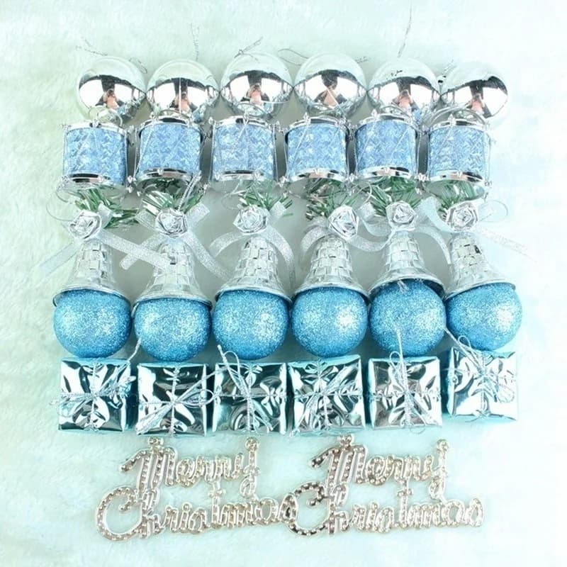 32 Pcs/set Lake Blue Christmas Lotto Pack Pendant Christmas Tree Ornaments Christmas Pendant