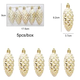 5pcs Electroplated Painted Pine Cone Ball Christmas Tree Hanging Pendant Ornaments Navidad Natal 2023 New Year 2024 Decorations