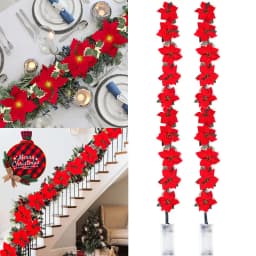 2/3/4m Christmas Poinsettia Garland Artificial Flower Xmas String Light Indoor/Outdoor Holiday Decor Christmas 2023 Navidad Noel