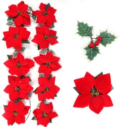 2/3/4m Christmas Poinsettia Garland Artificial Flower Xmas String Light Indoor/Outdoor Holiday Decor Christmas 2023 Navidad Noel