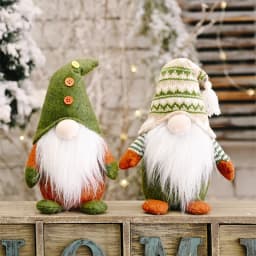 knitted Green Gnome Doll Figurine Christmas Faceless Doll Ornament Xmas Gift New Year Decoration For Home Office Children's Gift