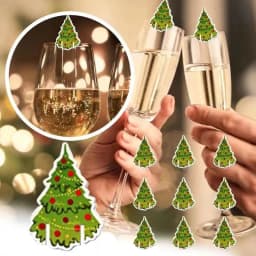 10PCS Christmas Cup Card Santa Hat Wine Glass Decor Ornaments Navidad Noel New Year Gift Christmas Decorations