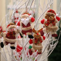 40PCS Christmas Tree Accessories Christmas Small Doll Dancing Old Man Snowman Deer Bear Fabric Puppet Small Hanging Gifts