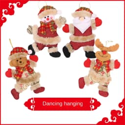 40PCS Christmas Tree Accessories Christmas Small Doll Dancing Old Man Snowman Deer Bear Fabric Puppet Small Hanging Gifts
