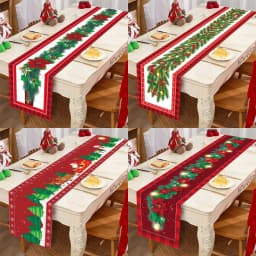 Christmas Table Runner Merry Christmas Decorations For Home 2024 Navidad Noel Xmas Gift Cristmas Tablecloth New Year 2025