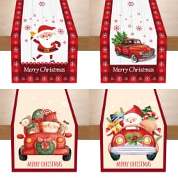 Christmas Table Runner Merry Christmas Decorations For Home 2024 Navidad Noel Xmas Gift Cristmas Tablecloth New Year 2025