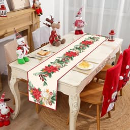 Christmas Table Runner Merry Christmas Decorations For Home 2024 Navidad Noel Xmas Gift Cristmas Tablecloth New Year 2025