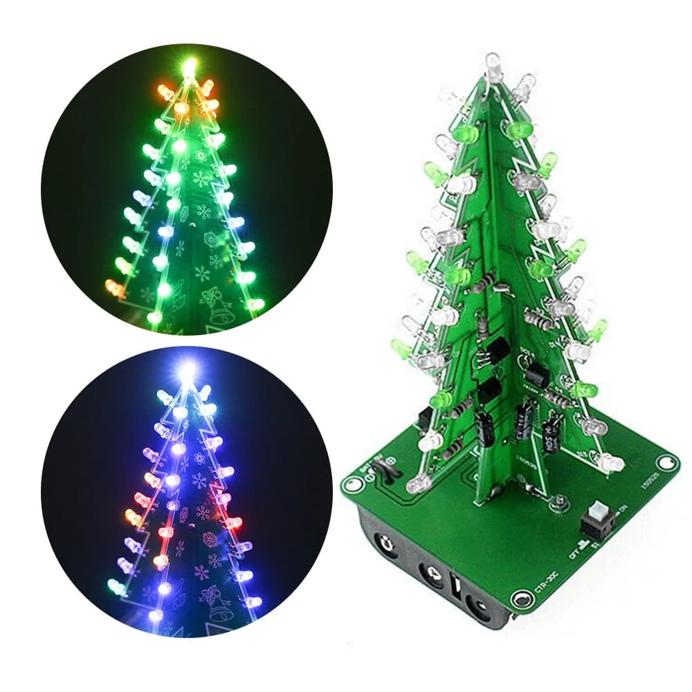DIY Colorful Easy Making LED Light Christmas Tree Electronic Learning Kit Module 37PCS LED Light DIY Christmas Gift