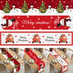 Christmas Polyester Table Runner Merry Christmas Decoration For Home 2024 Xmas Gifts Navidad Noel New Year 2025 Natal Tablecloth