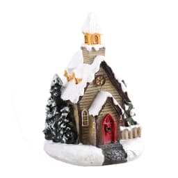 Christmas Decoration House LED Light Xmas Ornaments Small Resin Mini House Miniature Village Building For Home Kids Gifts