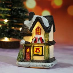 Christmas Decoration House LED Light Xmas Ornaments Small Resin Mini House Miniature Village Building For Home Kids Gifts