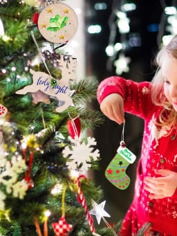 10pcs Wood DIY Christmas Pendants Children Handwork Painting Christmas Tree Decorations New Year Christmas Decoration