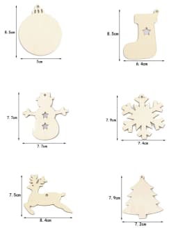 10pcs Wood DIY Christmas Pendants Children Handwork Painting Christmas Tree Decorations New Year Christmas Decoration