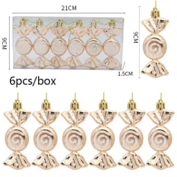 6pcs/box Candy Crutch Icicle Christmas Tree DIY Ornaments New Year Xmas Gifts Christmas Ball Decoration for Home Navidad