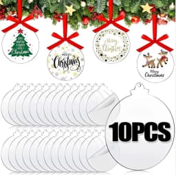10pcs Acrylic Discs Christmas Tree Hanging Ornament DIY Blank Circle Xmas New Year Decor for Home Clear Bauble Ball Crafts