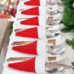 40PCS Mini Christmas Hat Tableware Knife Fork Storage Holder Bags Merry Christmas Party Dinner Wine Bottle Xmas Hats Decorations