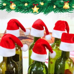 40PCS Mini Christmas Hat Tableware Knife Fork Storage Holder Bags Merry Christmas Party Dinner Wine Bottle Xmas Hats Decorations