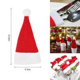 40PCS Mini Christmas Hat Tableware Knife Fork Storage Holder Bags Merry Christmas Party Dinner Wine Bottle Xmas Hats Decorations