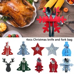 Party Supplies Santa Claus Xmas Tree Snowflake Table Decorations Tableware Organizer Christmas Knife Fork Holder Cutlery Bag