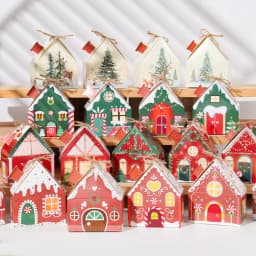 6/28PCS Christmas Paper House Shape Pendants Xmas Tree Christmas Decorations For Home 2024 Navidad Natal New Year Gifts 2025
