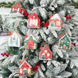 6/28PCS Christmas Paper House Shape Pendants Xmas Tree Christmas Decorations For Home 2024 Navidad Natal New Year Gifts 2025