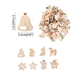 50Pcs Christmas Natural Wooden Chip Santa Claus Snowflake DIY Crafts Xmas Tree Hanging Ornament Pendant Navidad Home Decorations