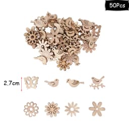 50Pcs Christmas Natural Wooden Chip Santa Claus Snowflake DIY Crafts Xmas Tree Hanging Ornament Pendant Navidad Home Decorations