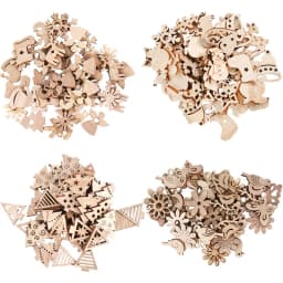 50Pcs Christmas Natural Wooden Chip Santa Claus Snowflake DIY Crafts Xmas Tree Hanging Ornament Pendant Navidad Home Decorations