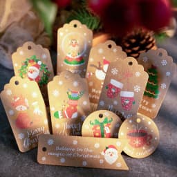50pcs Merry Christmas Kraft Paper Tags DIY Gift Wrapping Decor Gift Card Xmas tree Hanging Label Christmas new year party favors