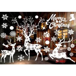 Christmas Snowflakes Electrostatic Window Clings Stickers Reindeer Santa Claus Window Decals Xmas Home Decorations New Year 2024