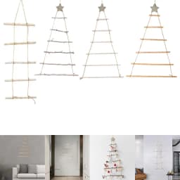 Christmas Tree Crafts Wall Hanging DIY Shabby Jute String Wooden Ladder Chic for Xmas Holiday Garden Favor Decoration
