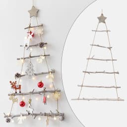 Christmas Tree Crafts Wall Hanging DIY Shabby Jute String Wooden Ladder Chic for Xmas Holiday Garden Favor Decoration