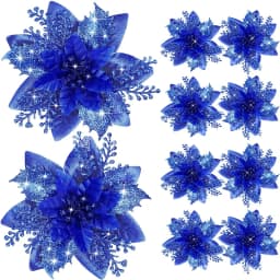 Glitter Pink Christmas Flowers Xmas Tree 14cm Artifical Flower Ornaments 2023 Merry Christmas Decoration For Home New Year