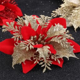 Glitter Pink Christmas Flowers Xmas Tree 14cm Artifical Flower Ornaments 2023 Merry Christmas Decoration For Home New Year